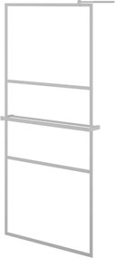 vidaXL króm ESG üveg és alumínium zuhanyfal polccal 100 x 195 cm