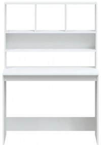 fehér szerelt fa íróasztal polcokkal 102 x 45 x 148 cm