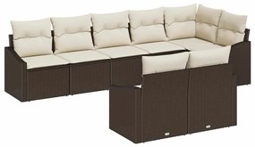 vidaXL Kanapé Szett párnával 8 pcs Barna polirattan