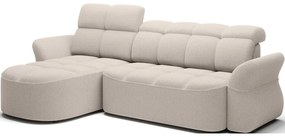 Bézs buklé kinyitható-tárolóhelyes sarokkanapé (bal oldali-heverő résszel) Beneth – ELTAP