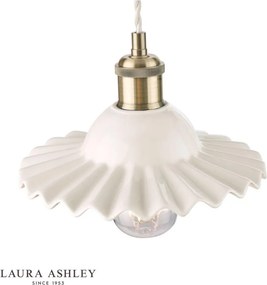 LAURA ASHLEY 3756097-Q BECA Klasszikus Függesztett Lámpa Antik Sárgaréz, Fehér E27 IP20