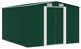 vidaXL zöld fém kerti fészer 257 x 298 x 178 cm