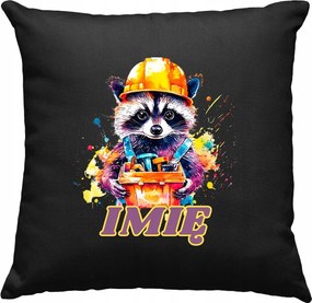 Gyerek párna Mosómedve Barkács +Név Fekete