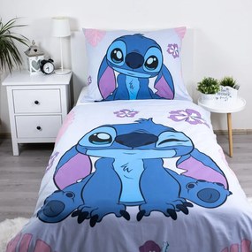 Kék-lila egyszemélyes pamut gyerek ágyneműhuzat 140x200 cm Lilo and Stitch "Cute" – Jerry Fabrics