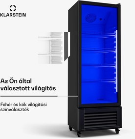 Klarstein GrandCooler italhűtő, 270 l, LED világítás, kerekekkel, 4 polccal