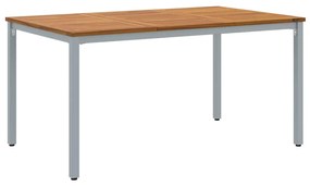 vidaXL Kültéri Asztal Természetes és szürke 150 x 90 x 75 cm