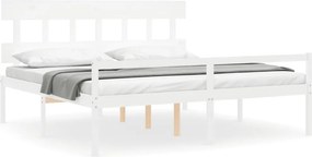 vidaXL fehér tömör fa ágy időseknek fejtámlával 200x200 cm