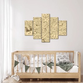 Kép - Vintage térkép, illusztrációk (150x105 cm)