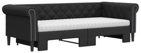 fekete kihúzható műbőr heverő matraccal 90 x 200 cm