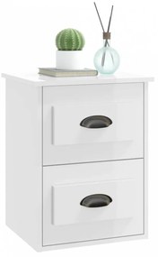 Magasfényű fehér falra szerelhető éjjeliszekrény 41,5x36x53 cm