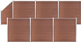 vidaXL 6 négyszögletes és 1 ferde barna WPC kerítéselem 1138 x 186 cm