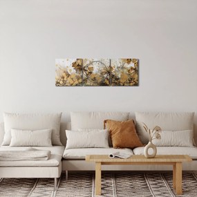 Kép - Absztrakt virágos festmény (órával) (90x30 cm)