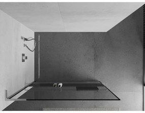 Mexen Kioto+ L, Walk-In zuhany paraván polccal és akasztóval 120 x 200 cm, 8 mm átlátszó üveg fekete mintás, króm profil, 800-120-123-01-70