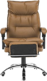 Irodai szék lábtartóval, textilbőr barna, DRAKE