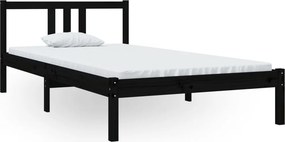 vidaXL fekete tömör fa ágykeret 100 x 200 cm