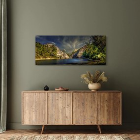 Tájkép tóval (120x50 cm)