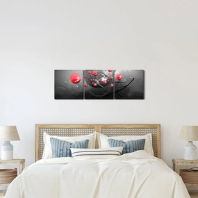 Piros absztrakt gömbök képe (órával) (90x30 cm)