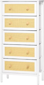 HOMCOM Bohém Stílusú Hálószobai Fiókos Szekrény 5 Hajtható Szövet Fiókkal | Aosom