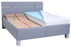 ALIS 180x200 cm világosszürke kárpitozott ágy matraccal és tárolóhellyel