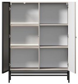 Lorini vitrin 100 cm - kasmír / fekete fogantyú / fém lábak