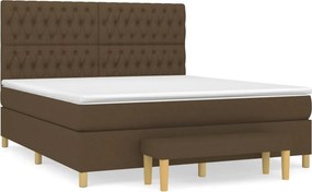 vidaXL sötétbarna szövet rugós ágy matraccal 180 x 200 cm