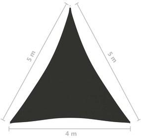 antracitszürke háromszög alakú oxford-szövet napvitorla 4x5x5 m