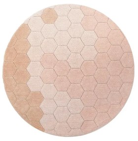 Világos rózsaszín mosható kézi szövésű pamut kerek szőnyeg ø 140 cm Honeycomb Rose – Lorena Canals