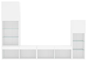 vidaXL 4 darab fehér szerelt fa fali TV-bútor LED-del