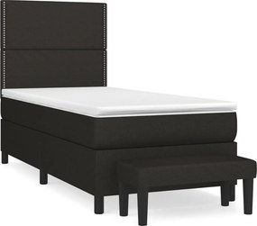vidaXL fekete szövet rugós ágy matraccal 90x190 cm