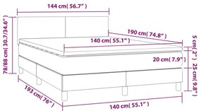 tópszínű szövet rugós és LED-es ágy matraccal 140x190cm