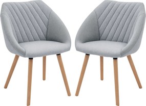 HOMCOM 2db-os Skandináv Stílusú Étkezőszék Szett - Zsugorodó Bükkfa Lábakkal - Ergonomikus Szürke Vászon Kárpit | Aosom