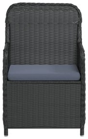 3 részes fekete kerti étkezőgarnitúra párnákkal