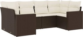 vidaXL 6 részes barna polyrattan kerti ülőgarnitúra párnával
