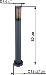 Globo 31588SA Kültéri lámpa rozsdamentes acél antracit, műanyag füst színű, IP44, ø: 127mm, M: 800mm, izzó nélkül 1x E27 23W 230V