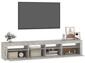 betonszürke TV-szekrény LED lámpákkal 210x35x40 cm