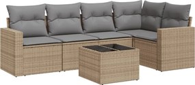 vidaXL 6 részes bézs polyrattan kerti ülőgarnitúra párnával