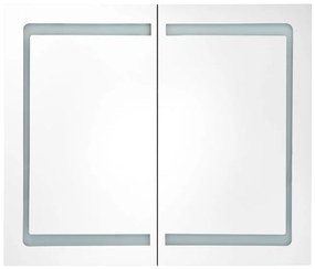 fényes fekete LED-es tükrös fürdőszobaszekrény 80 x 12 x 68 cm