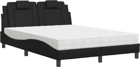 vidaXL fekete műbőr ágy Viana matraccal 140 x 190 cm