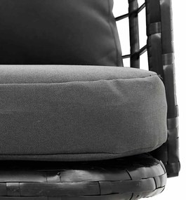 2 db fekete polyrattan kerti szék párnával