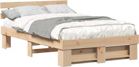 vidaXL Ágykeret fejtámlával Barna 120 x 200 cm Tömör fenyőfa