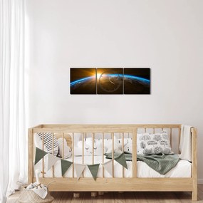 A Föld bolygó képe az űrből (órával) (90x30 cm)