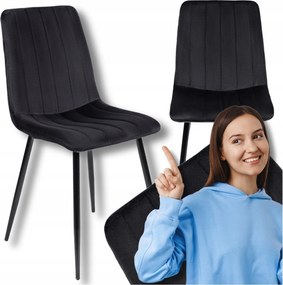 Kárpitozott Velúr Konyhai Szék Étkező Nappali Loft Fekete Ibis