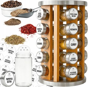 Fűszertartó Állvány Forgatható 21EL +fűszer Matricák Rendszerező