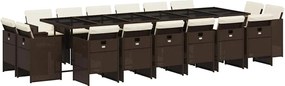 vidaXL 17 részes barna polyrattan kerti étkezőgarnitúra párnákkal