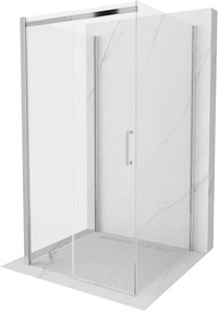 Mexen Omega háromoldalú zuhanykabin  Toló ajtóval   100 x 100 cm,  átlátszó üveg, króm - 825-100-100-01-00-3 Három oldalu zuhanykabin