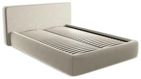 Krémszínű kárpitozott ágyneműtartós franciaágy ágyráccsal 140x200 cm Kiana – Makamii