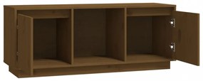 mézbarna tömör fenyőfa TV-szekrény 110,5x35x44 cm