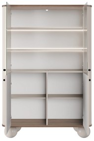 Vesper négyajtós vitrin 103 cm - kasmír / dió / fekete fogantyúk / gömb lábak