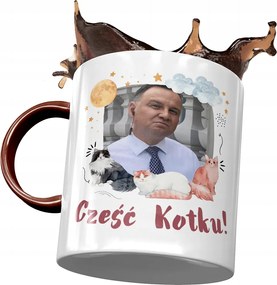 Bordó bögre Andrzej Duda PiS elnök Ajándék Nyomtatott fényképpel