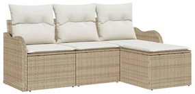 vidaXL Kerti Kanapé Szett párnával tárolóval 4 pcs Bézs polirattan